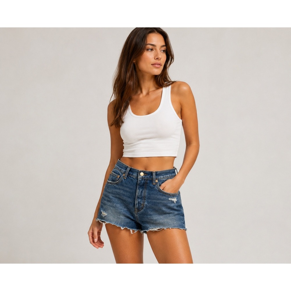 Lovers and Friends Austin Super High Rise Cut Off Denim Shorts Blue Size 26 Boho